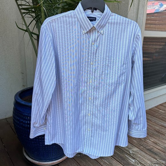 LANDS END Men's Button-Down Stripe Shirt - 17/34 - Picture 2 of 7